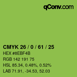 颜色代码: CMYK 26 / 0 / 61 / 25 | qconv.com