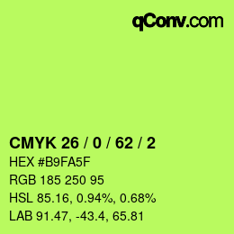 Color code: CMYK 26 / 0 / 62 / 2 | qconv.com