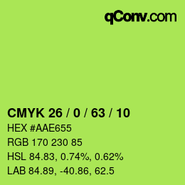 Color code: CMYK 26 / 0 / 63 / 10 | qconv.com