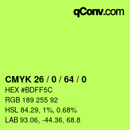 Code couleur: CMYK 26 / 0 / 64 / 0 | qconv.com