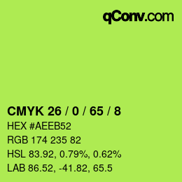 颜色代码: CMYK 26 / 0 / 65 / 8 | qconv.com