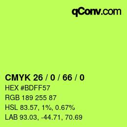 カラーコード: CMYK 26 / 0 / 66 / 0 | qconv.com