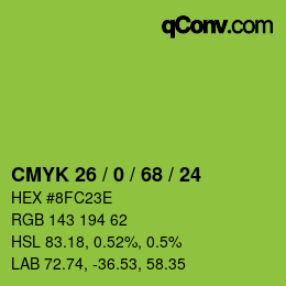 Color code: CMYK 26 / 0 / 68 / 24 | qconv.com