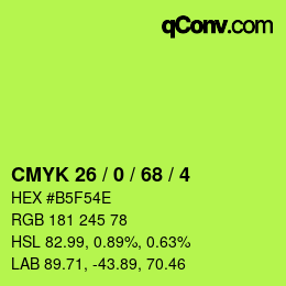 Color code: CMYK 26 / 0 / 68 / 4 | qconv.com