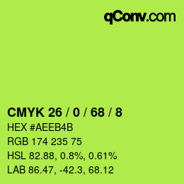 颜色代码: CMYK 26 / 0 / 68 / 8 | qconv.com