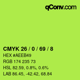 カラーコード: CMYK 26 / 0 / 69 / 8 | qconv.com