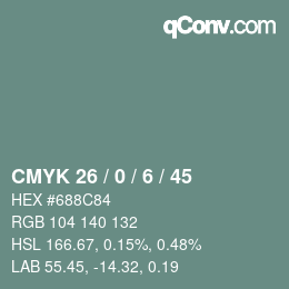 颜色代码: CMYK 26 / 0 / 6 / 45 | qconv.com