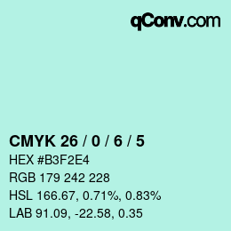 カラーコード: CMYK 26 / 0 / 6 / 5 | qconv.com
