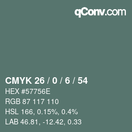 Código de color: CMYK 26 / 0 / 6 / 54 | qconv.com