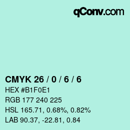Color code: CMYK 26 / 0 / 6 / 6 | qconv.com