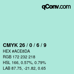 カラーコード: CMYK 26 / 0 / 6 / 9 | qconv.com