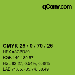 Código de color: CMYK 26 / 0 / 70 / 26 | qconv.com
