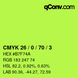 Farbcode: CMYK 26 / 0 / 70 / 3 | qconv.com