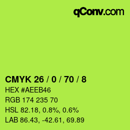カラーコード: CMYK 26 / 0 / 70 / 8 | qconv.com
