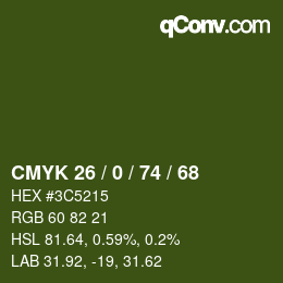 Farbcode: CMYK 26 / 0 / 74 / 68 | qconv.com