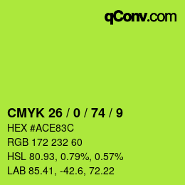 Farbcode: CMYK 26 / 0 / 74 / 9 | qconv.com