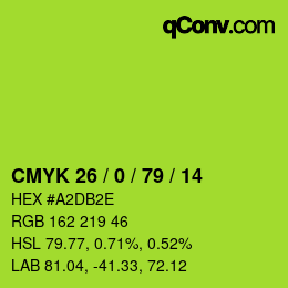 カラーコード: CMYK 26 / 0 / 79 / 14 | qconv.com