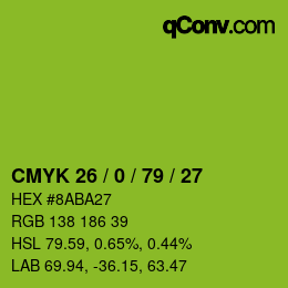 颜色代码: CMYK 26 / 0 / 79 / 27 | qconv.com