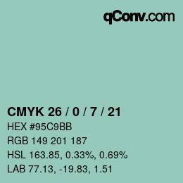 Color code: CMYK 26 / 0 / 7 / 21 | qconv.com