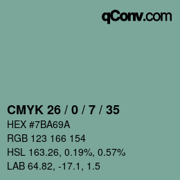 颜色代码: CMYK 26 / 0 / 7 / 35 | qconv.com