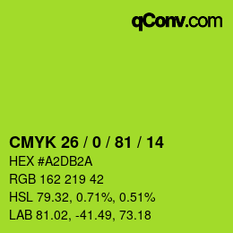 Color code: CMYK 26 / 0 / 81 / 14 | qconv.com