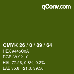 Código de color: CMYK 26 / 0 / 89 / 64 | qconv.com