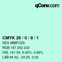Farbcode: CMYK 26 / 0 / 8 / 1 | qconv.com