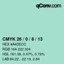 颜色代码: CMYK 26 / 0 / 8 / 13 | qconv.com