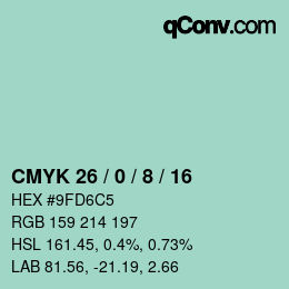 颜色代码: CMYK 26 / 0 / 8 / 16 | qconv.com