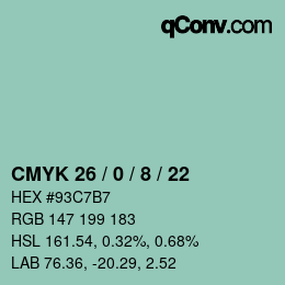 カラーコード: CMYK 26 / 0 / 8 / 22 | qconv.com