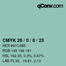 Color code: CMYK 26 / 0 / 8 / 23 | qconv.com