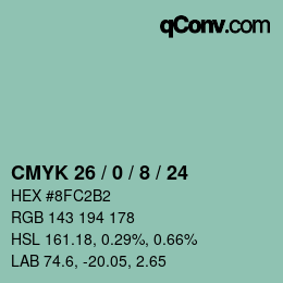 Color code: CMYK 26 / 0 / 8 / 24 | qconv.com