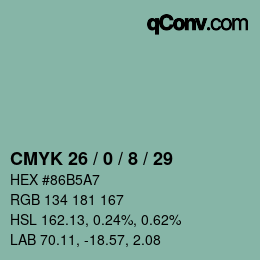 カラーコード: CMYK 26 / 0 / 8 / 29 | qconv.com