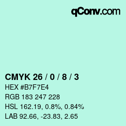 Color code: CMYK 26 / 0 / 8 / 3 | qconv.com