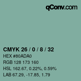 Color code: CMYK 26 / 0 / 8 / 32 | qconv.com