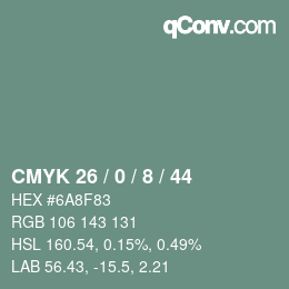 Color code: CMYK 26 / 0 / 8 / 44 | qconv.com
