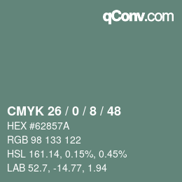 颜色代码: CMYK 26 / 0 / 8 / 48 | qconv.com