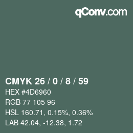 カラーコード: CMYK 26 / 0 / 8 / 59 | qconv.com