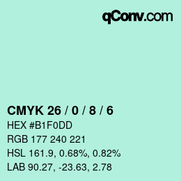 カラーコード: CMYK 26 / 0 / 8 / 6 | qconv.com