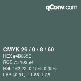 Color code: CMYK 26 / 0 / 8 / 60 | qconv.com
