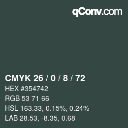 颜色代码: CMYK 26 / 0 / 8 / 72 | qconv.com
