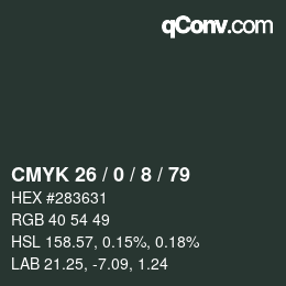 颜色代码: CMYK 26 / 0 / 8 / 79 | qconv.com