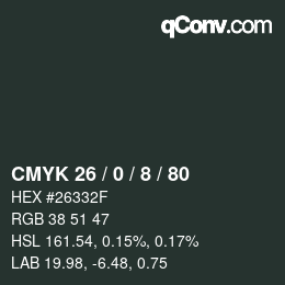 颜色代码: CMYK 26 / 0 / 8 / 80 | qconv.com