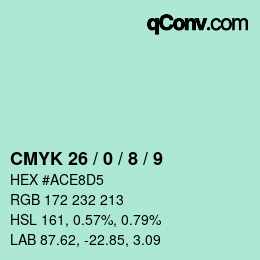 カラーコード: CMYK 26 / 0 / 8 / 9 | qconv.com