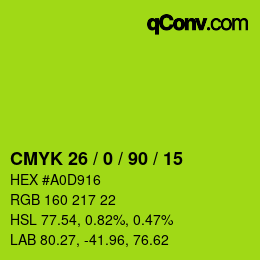 カラーコード: CMYK 26 / 0 / 90 / 15 | qconv.com