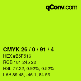 Color code: CMYK 26 / 0 / 91 / 4 | qconv.com