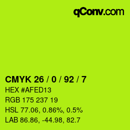 颜色代码: CMYK 26 / 0 / 92 / 7 | qconv.com