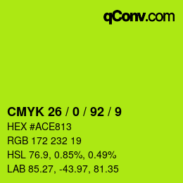 カラーコード: CMYK 26 / 0 / 92 / 9 | qconv.com
