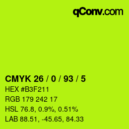 Color code: CMYK 26 / 0 / 93 / 5 | qconv.com