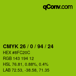 Color code: CMYK 26 / 0 / 94 / 24 | qconv.com